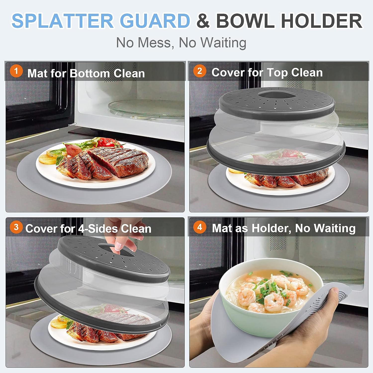 Microwave Food Cover, Collapsible Silicone Mat, Splatter Guard, Plate Holder, Kitchen Colander, Food Cover -10 Microwave Food Cover, Collapsible Silicone Mat, Splatter Guard, Plate Holder, Kitchen Colander, Food Cover -10